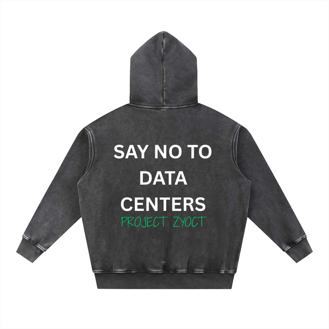 "Say No to Data Centers" Snow Wash Oversize Hoodie