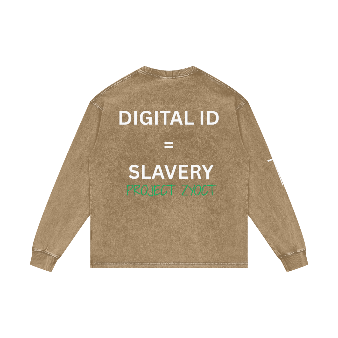 "Digital ID = Slavery" Acid Wash Long Sleeve