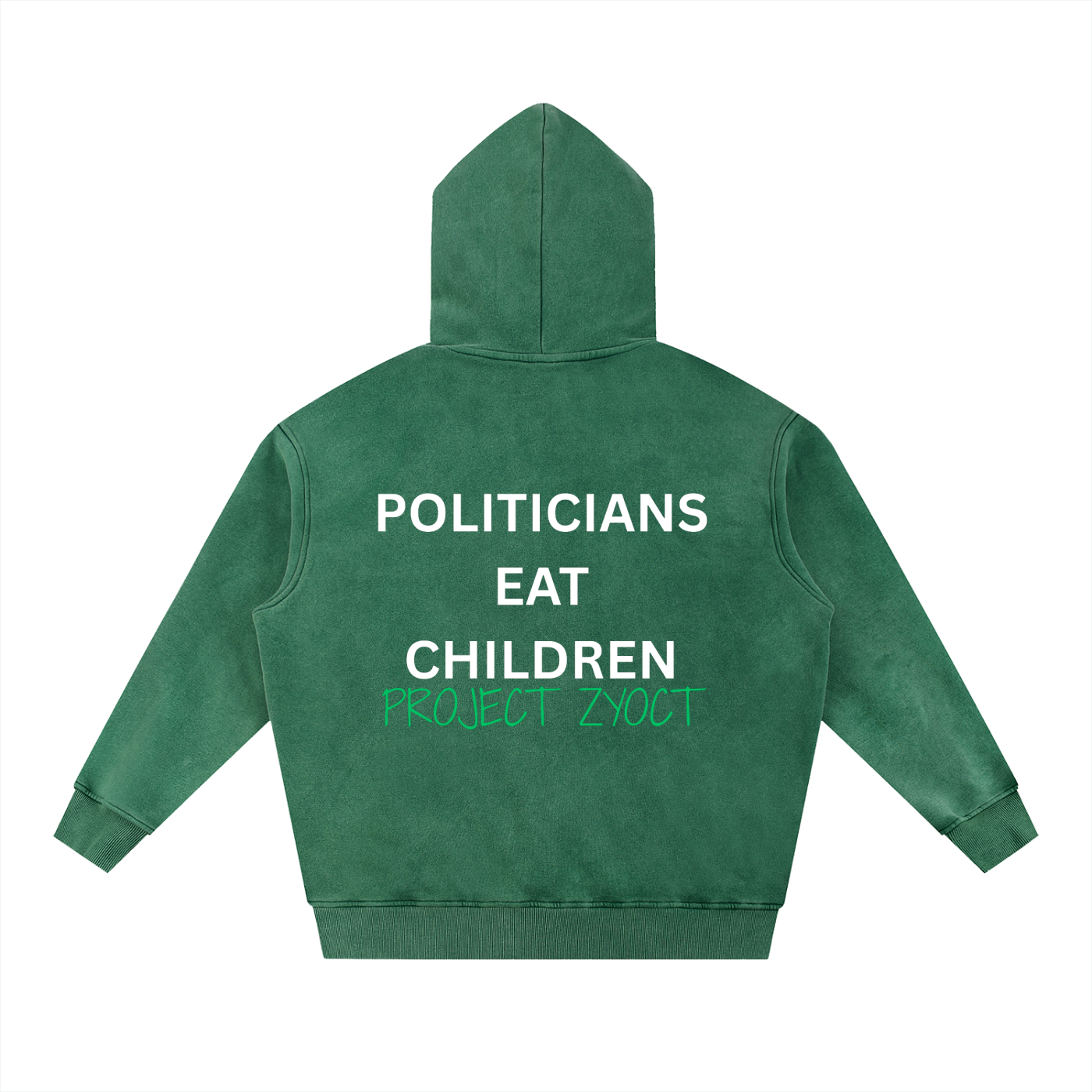 "Politicians Eat Children" Snow Wash Oversize Hoodie