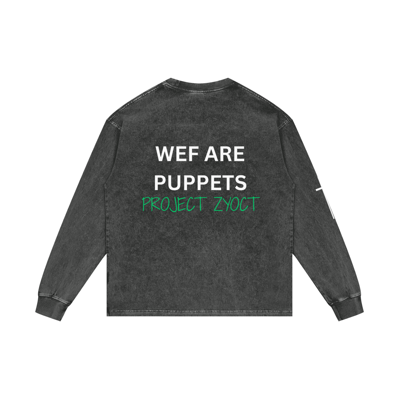 "WEF Are Puppets" Acid Wash Long Sleeve