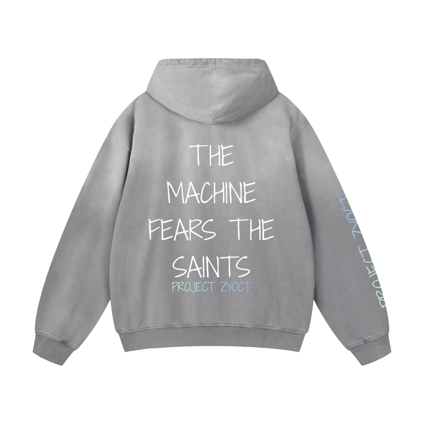 "THE MACHINE FEARS THE SAINTS" Heavyweight Sunfade Oversized Hoodie