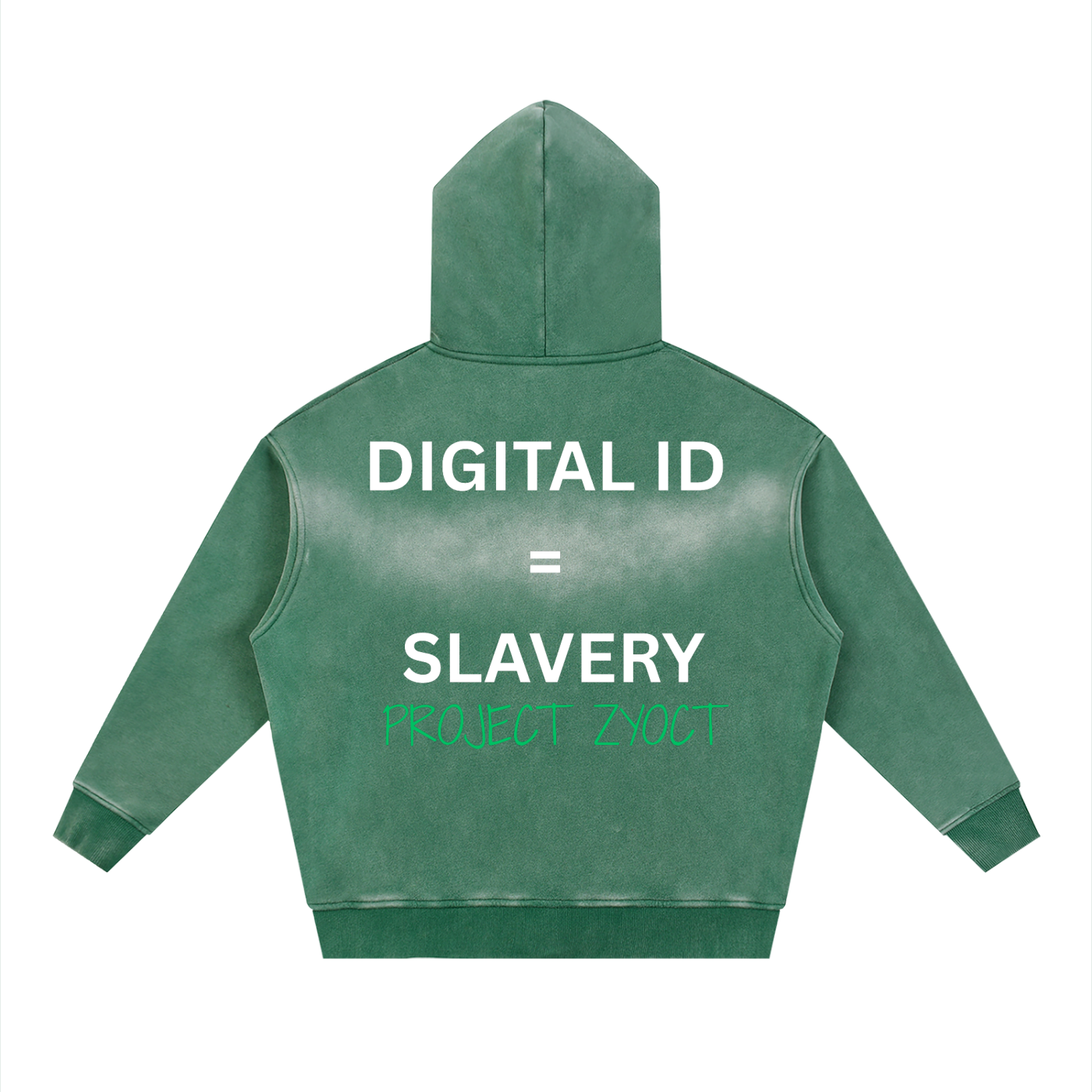 "Digital ID = Slavery" faded Zipper Hoodie