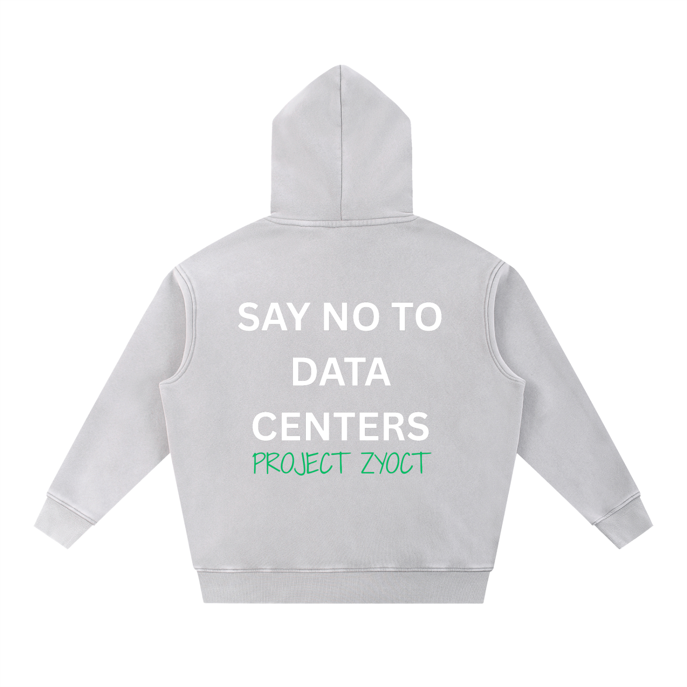 "Say No to Data Centers" Snow Wash Oversize Hoodie