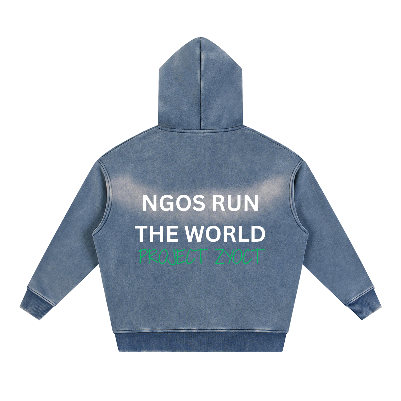 "NGOs Run the World" faded Zipper Hoodie