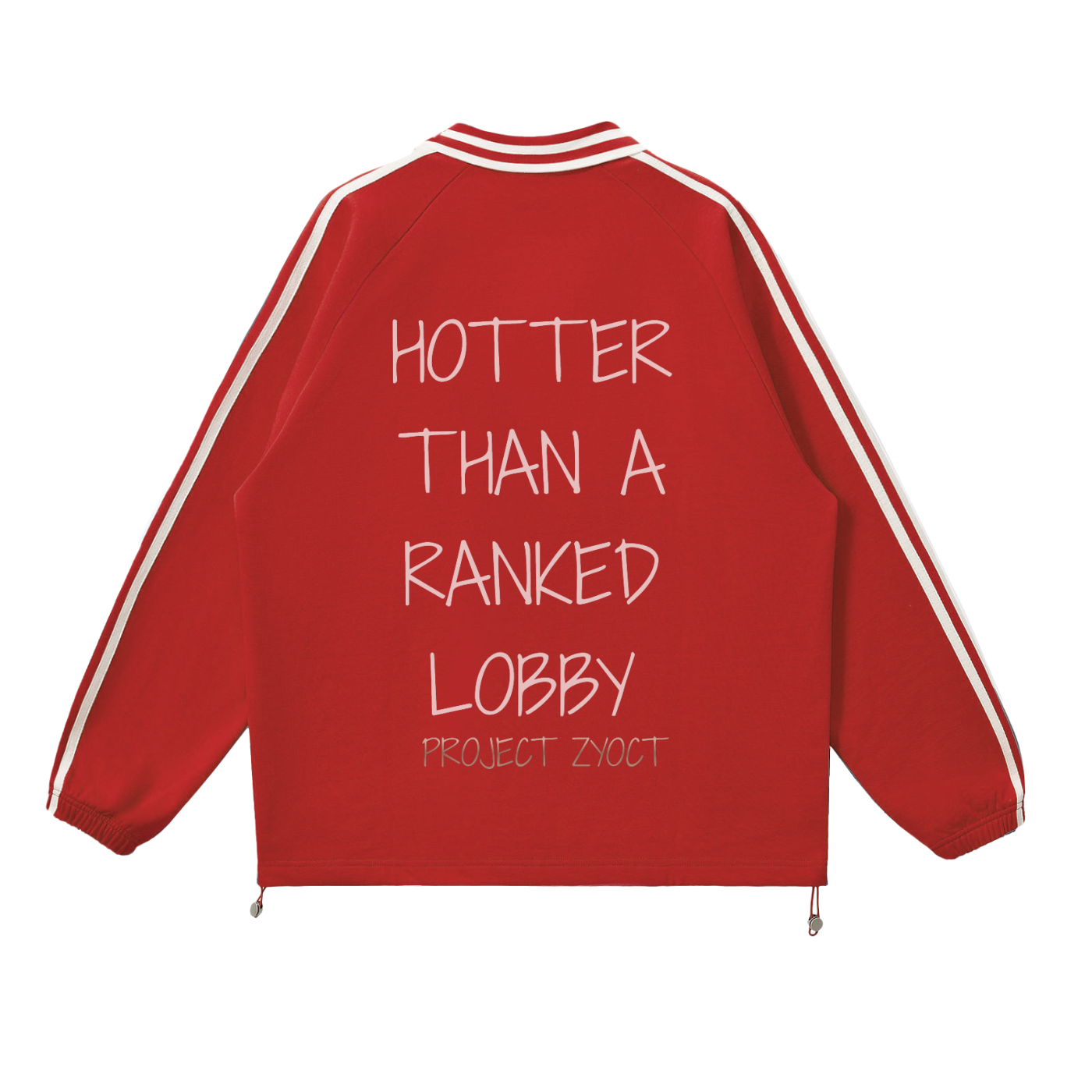 "HOTTER THAN A RANKED LOBBY" Striped Collar Sweatshirt