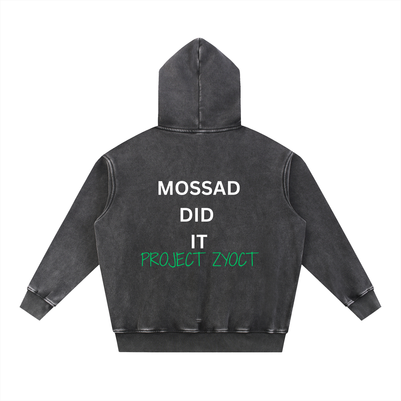 "Mossad Did It" Snow Wash Oversize Hoodie