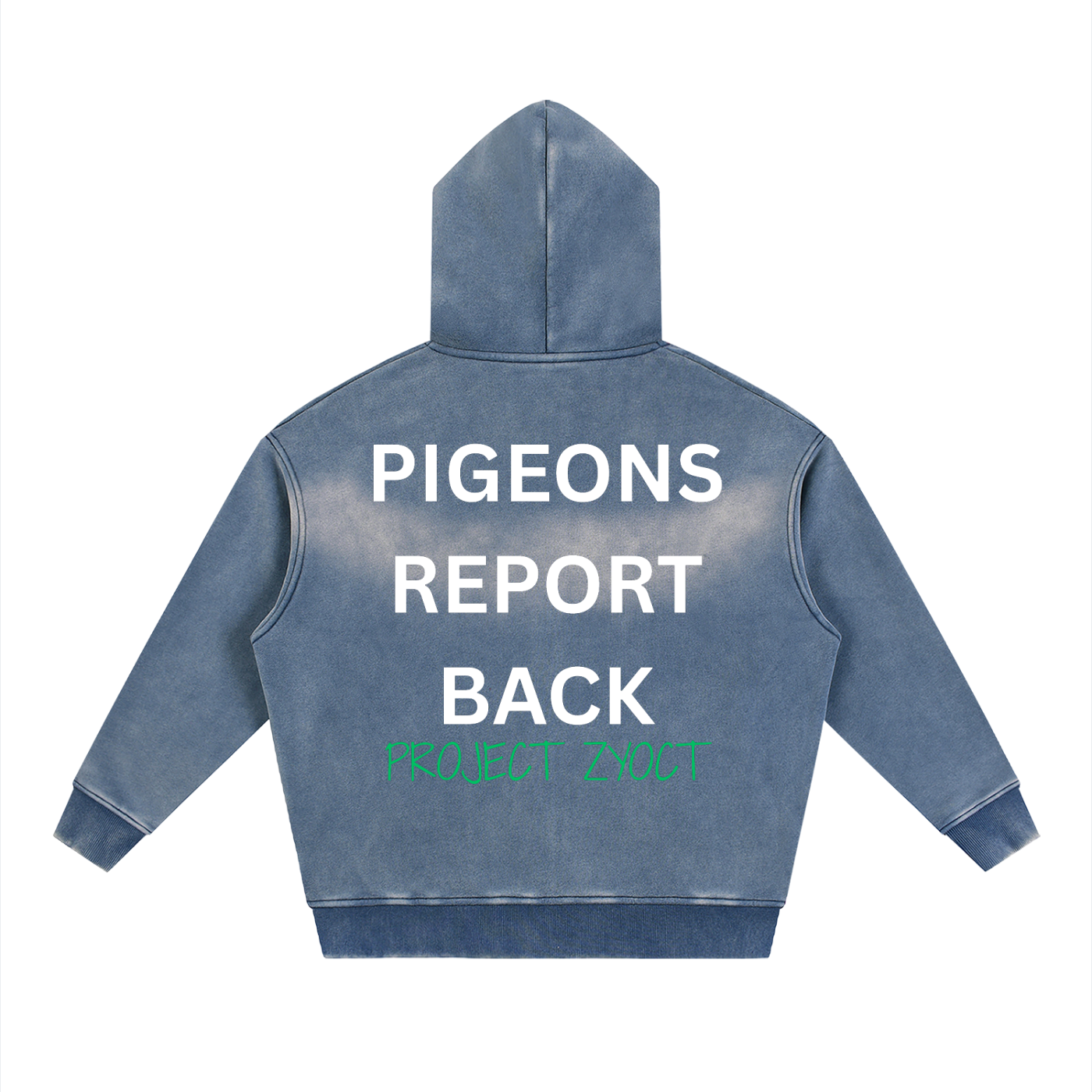 "Pigeons Report Back" Faded Zipper Hoodie