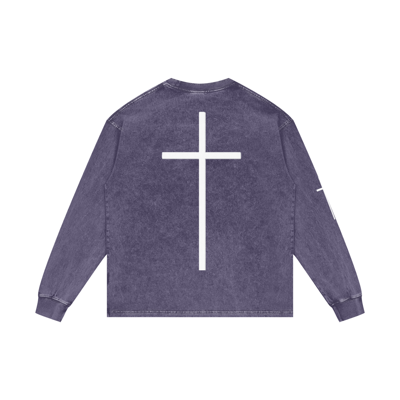 Simple Cross Acid Wash Long Sleeve