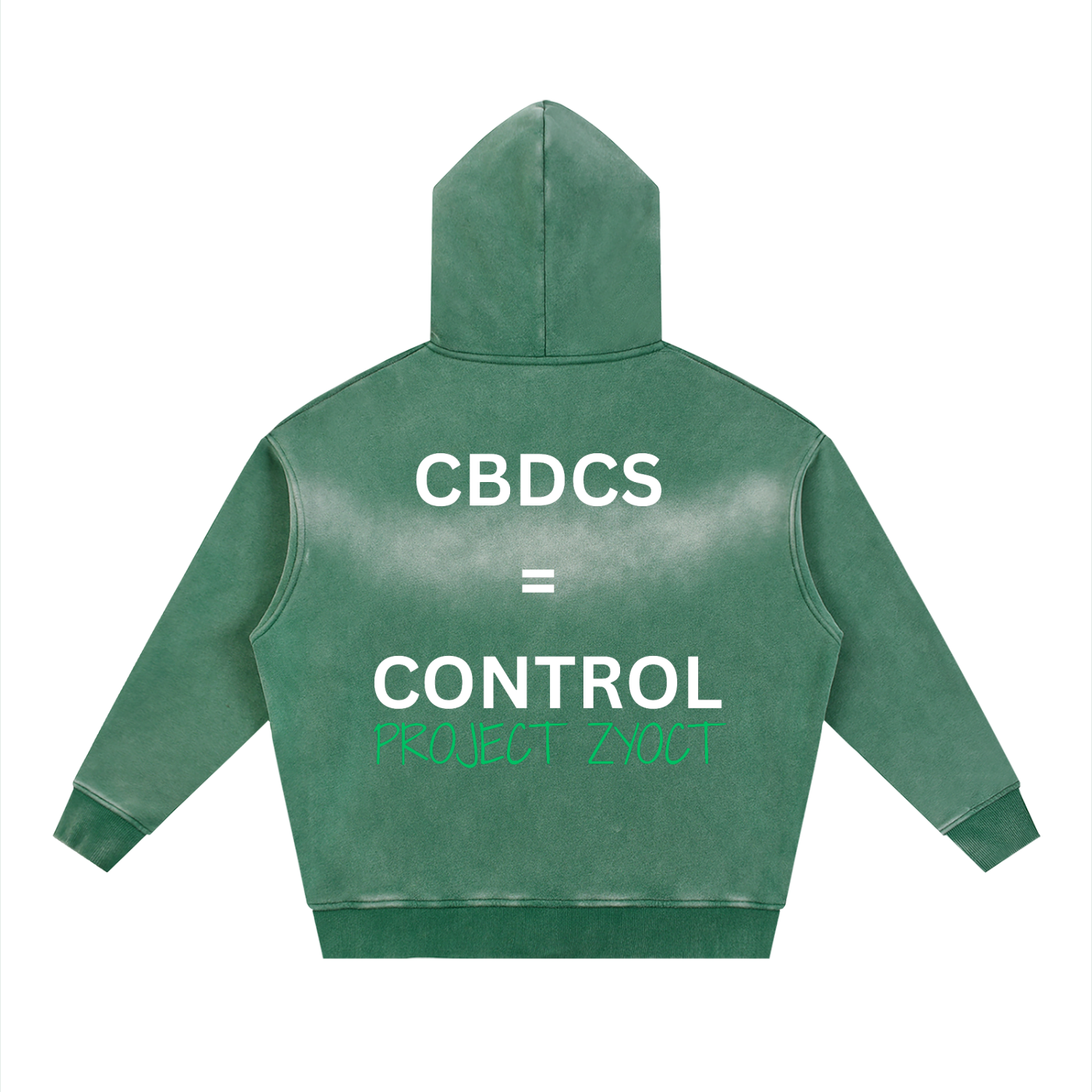 "CBDCs = Control" faded Zipper Hoodie