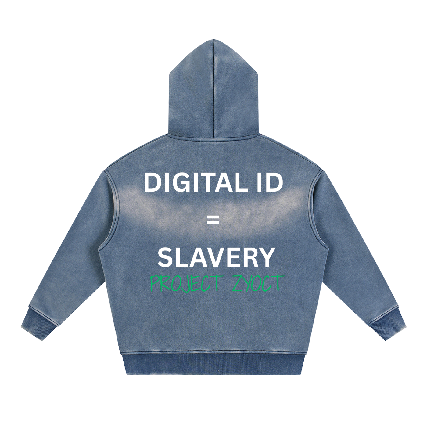 "Digital ID = Slavery" faded Zipper Hoodie
