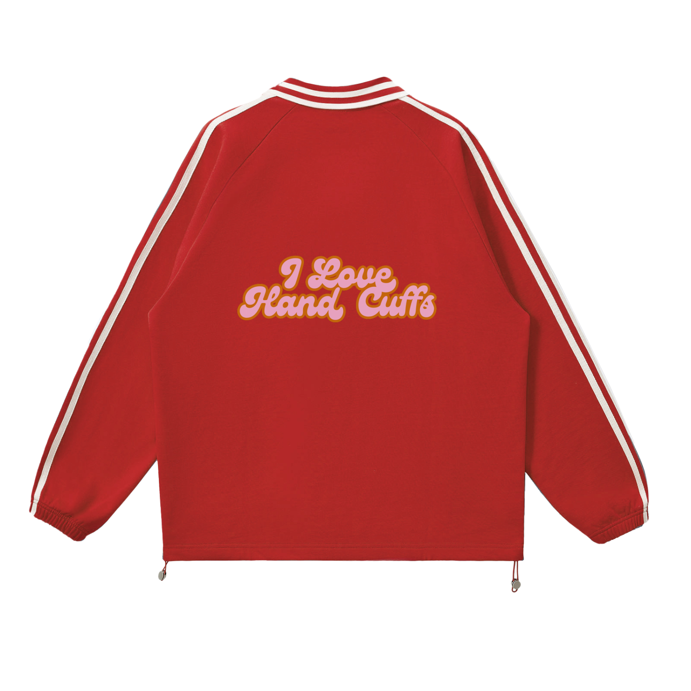 "I LOVE HAND CUFFS" Striped Collar Sweatshirt