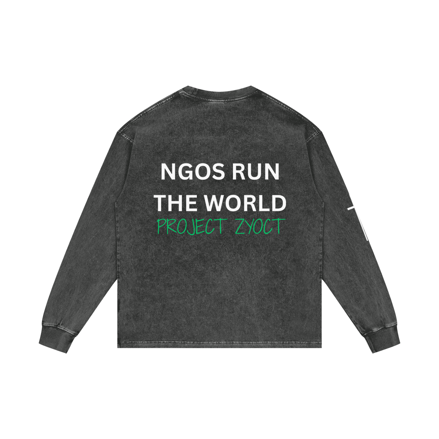 "NGOs Run the World" Acid Wash Long Sleeve