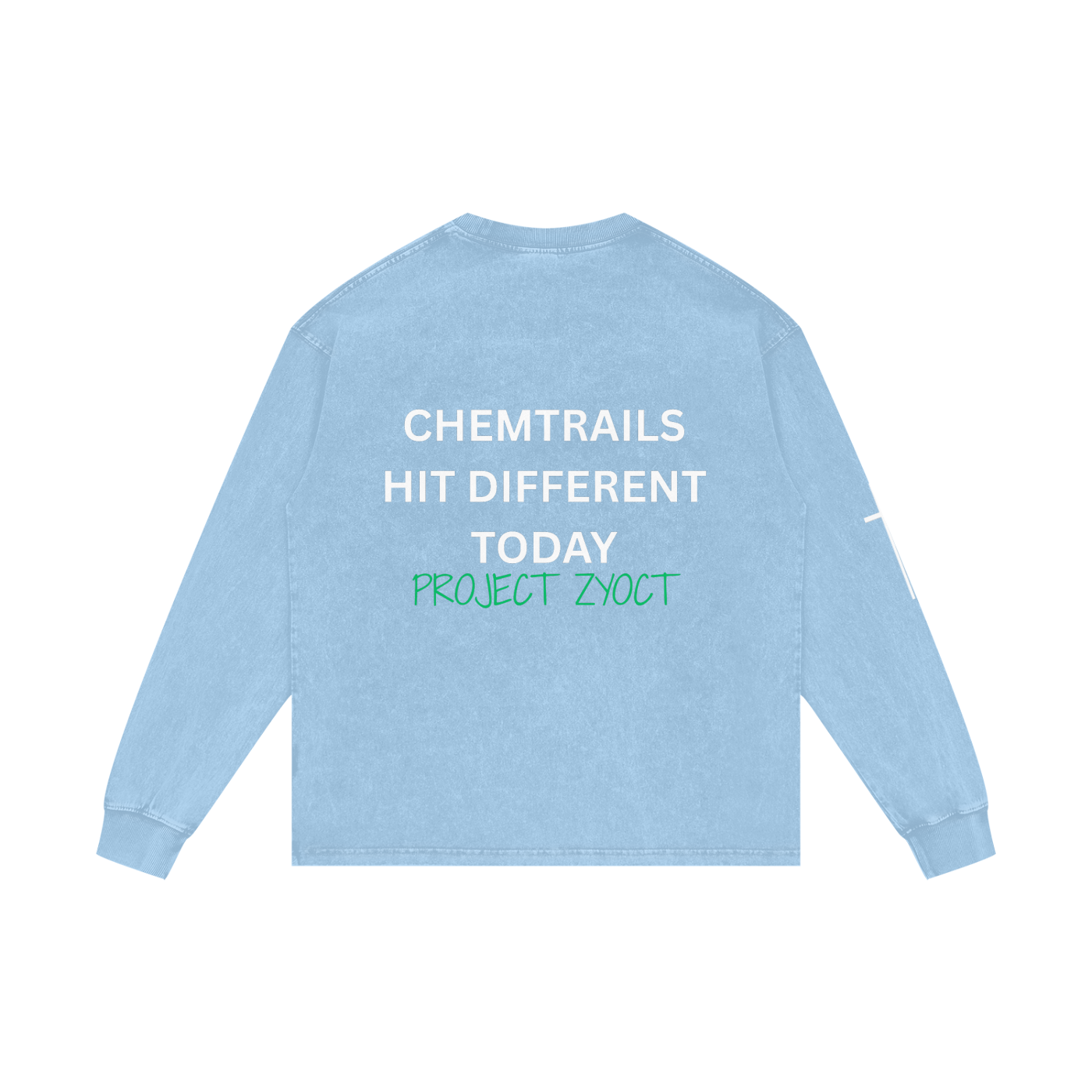 "Chemtrails Hit Different Today" Acid Wash Long Sleeve