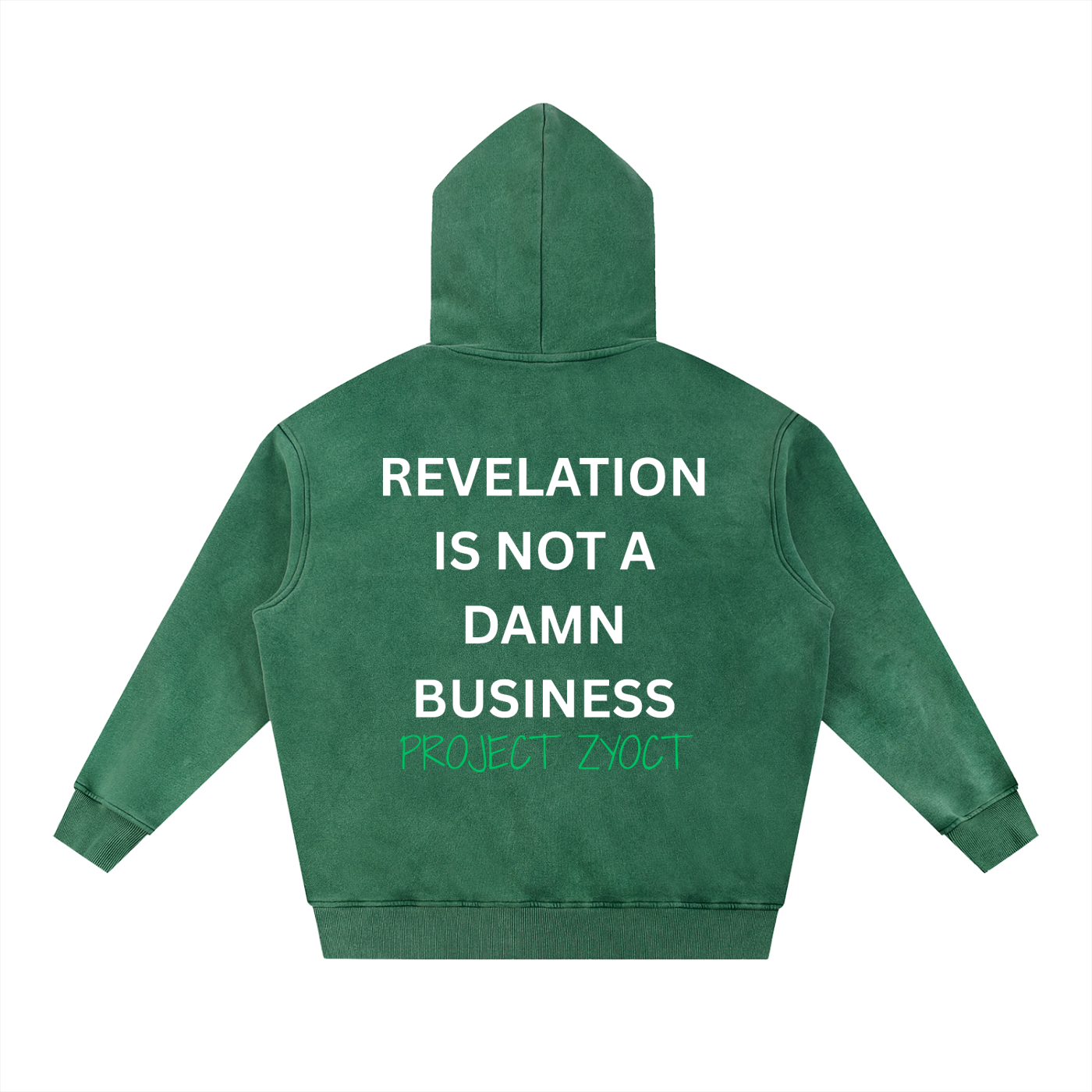 "Revelation is Not a Damn Business" Snow Wash Oversize Hoodie