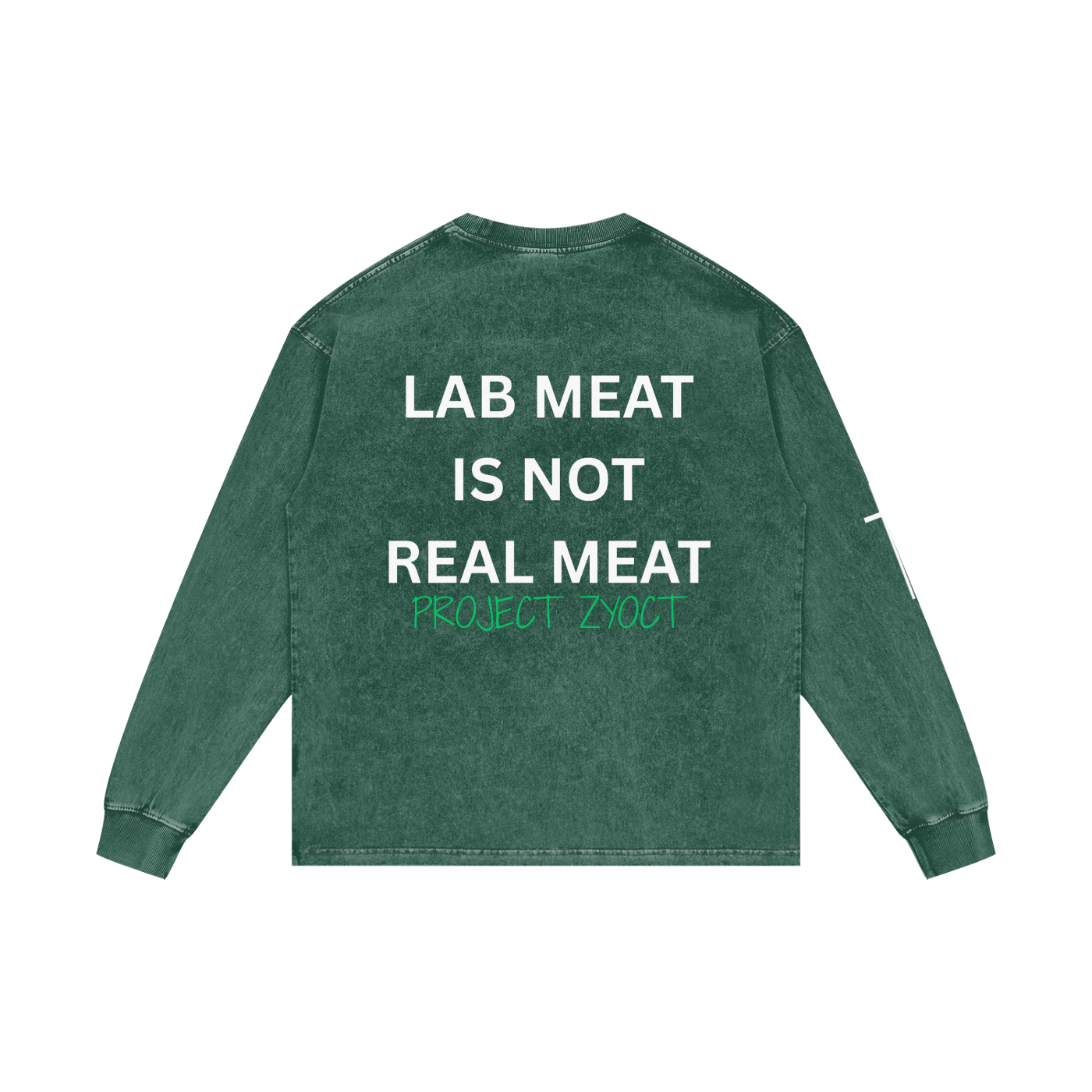 "Lab Meat is Not Real Meat" Acid Wash Long Sleeve